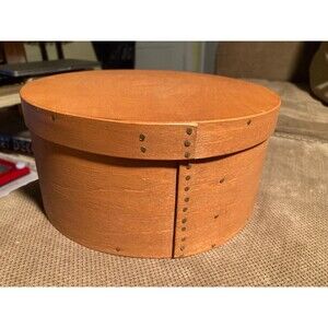 shaker bent wood Bentwood box simple pine container w/ lid mid century 1940s